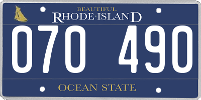 RI license plate 070490