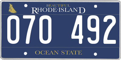 RI license plate 070492
