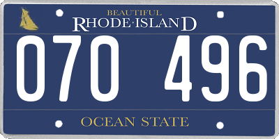 RI license plate 070496