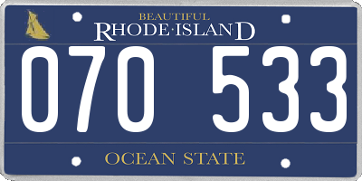 RI license plate 070533