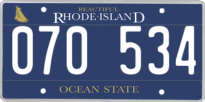 RI license plate 070534