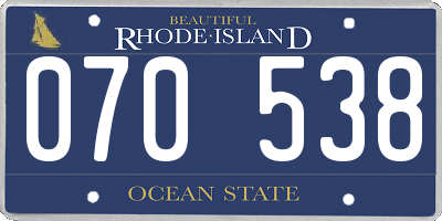 RI license plate 070538