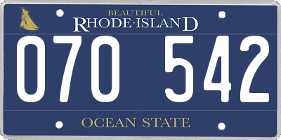 RI license plate 070542