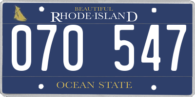 RI license plate 070547