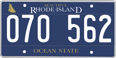 RI license plate 070562