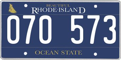 RI license plate 070573