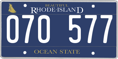 RI license plate 070577