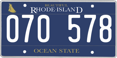 RI license plate 070578