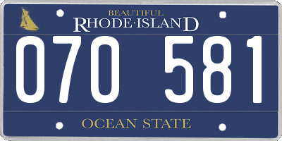 RI license plate 070581