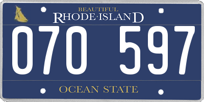 RI license plate 070597