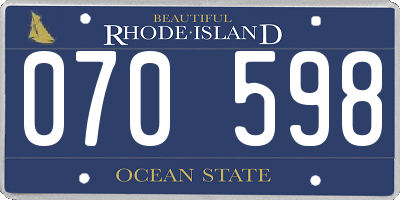 RI license plate 070598