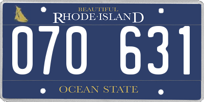 RI license plate 070631