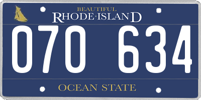 RI license plate 070634