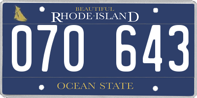 RI license plate 070643