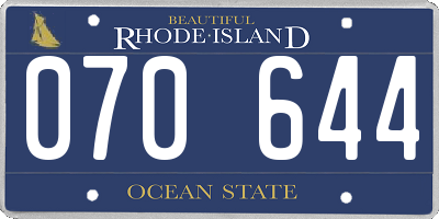 RI license plate 070644