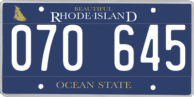 RI license plate 070645