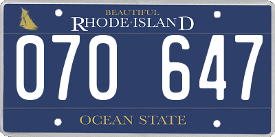 RI license plate 070647