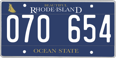 RI license plate 070654