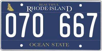 RI license plate 070667
