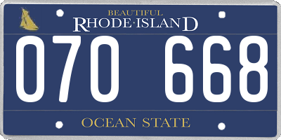 RI license plate 070668