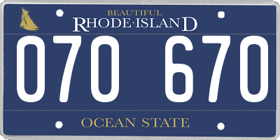 RI license plate 070670