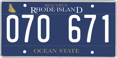 RI license plate 070671