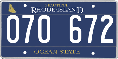 RI license plate 070672
