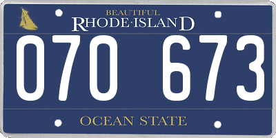 RI license plate 070673