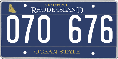 RI license plate 070676