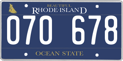 RI license plate 070678