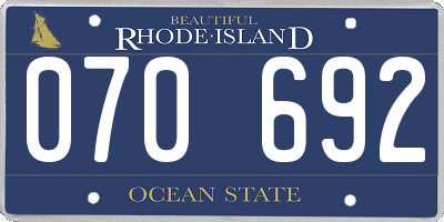 RI license plate 070692