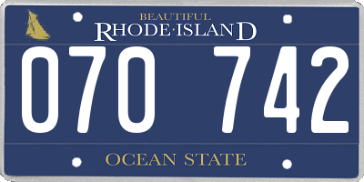 RI license plate 070742