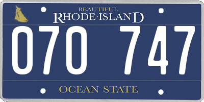 RI license plate 070747