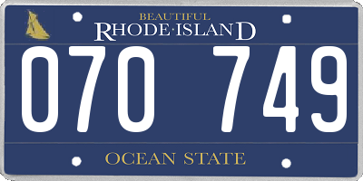 RI license plate 070749