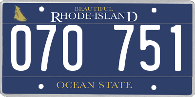 RI license plate 070751