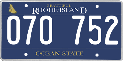 RI license plate 070752