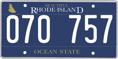 RI license plate 070757