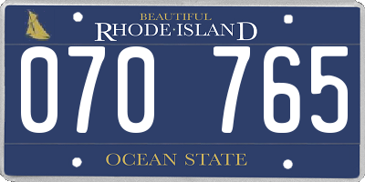 RI license plate 070765