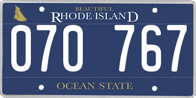 RI license plate 070767