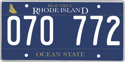 RI license plate 070772