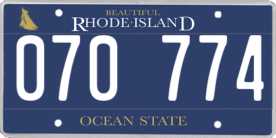 RI license plate 070774