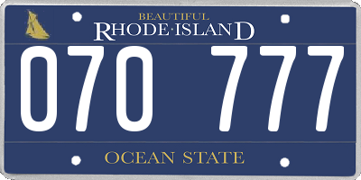 RI license plate 070777