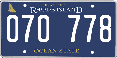 RI license plate 070778