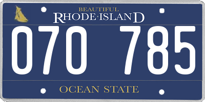 RI license plate 070785