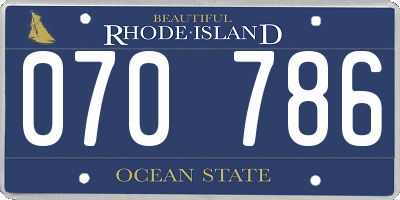 RI license plate 070786