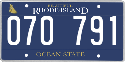 RI license plate 070791