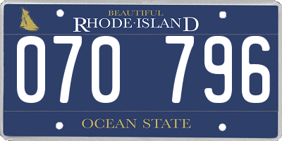 RI license plate 070796