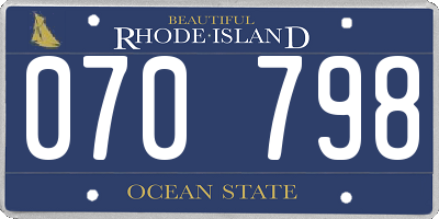 RI license plate 070798