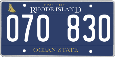 RI license plate 070830