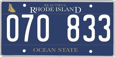 RI license plate 070833